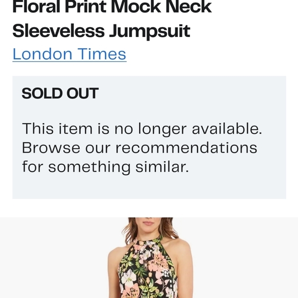 Nordstrom Rack London Times Black Floral Print Mock Neck Jumpsuit 16 - Picture 2 of 14